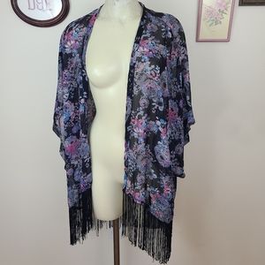 Boho Stevie Nicks Fringe Duster Shawl Kimono